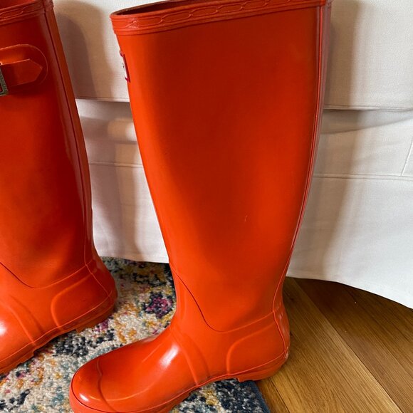 Orange Tall Hunter Rain Wellie Boots-Size 6 - Picture 5 of 16